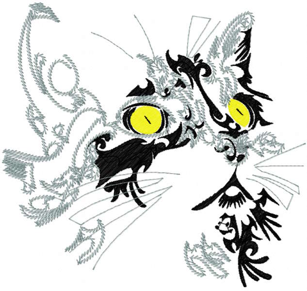 Grey Black Cat Free Embroidery Design: An Adorable Addition to Your Collection
