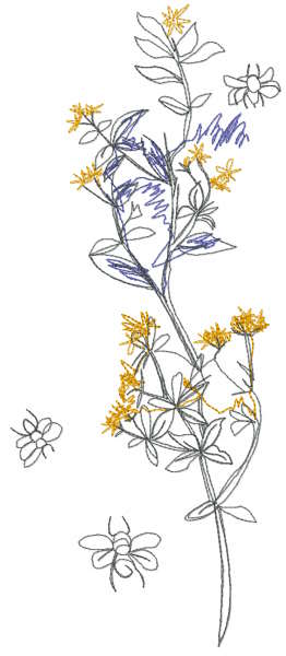 Delightful Spring Field Flower Sketch Free Embroidery Design