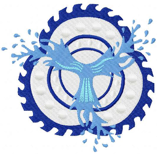 Blue gear free embroidery design