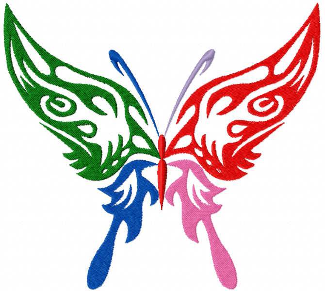 Colorful butterfly free embroidery design