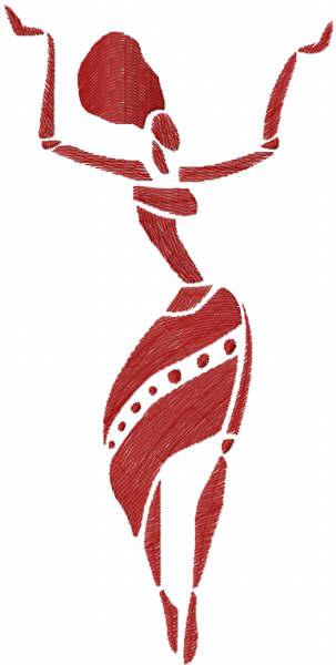 Dancing african woman free embroidery design