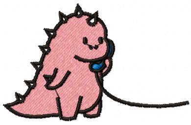More information about "Dinosaur calling on the phone free embroidery design"