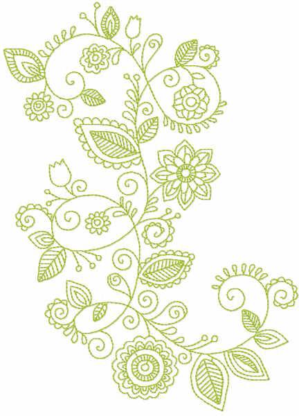 Green floral decoration free embroidery design