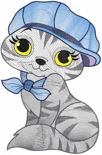 More information about "Kitty in cap and bow free embroidery design"