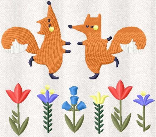 More information about "Little fox dance free embroidery design"