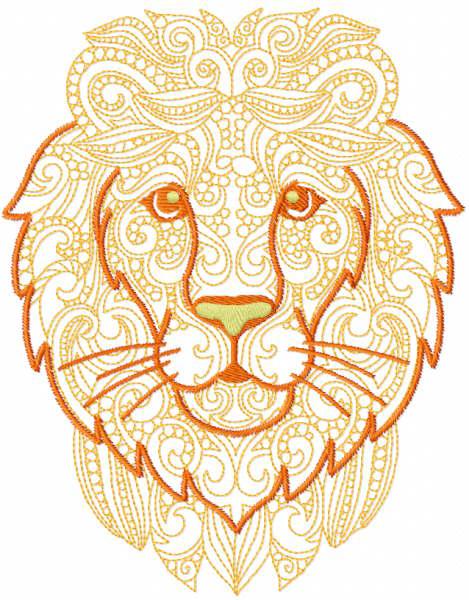 Experience the Wild with Patterned Lion Embroidery Design