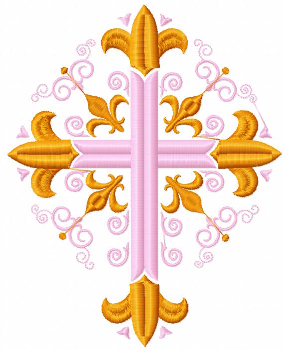 Pink and Gold cross free embroidery design