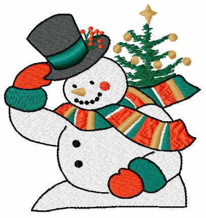 Snowman taking off top hat free embroidery design