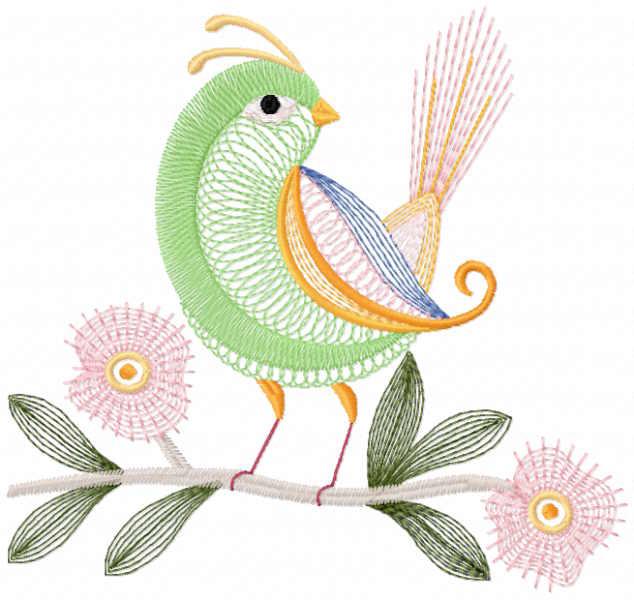 Bird on a branch free embroidery design