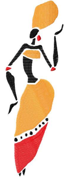 Dancing african woman free embroidery design