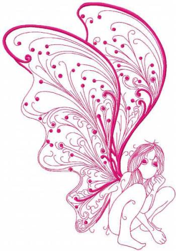 More information about "Pink fairy big wings free embroidery design"