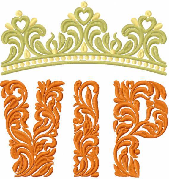 Vip crown decor free embroidery design