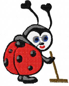 Ladybug gardener free embroidery design
