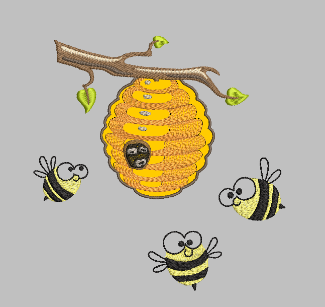 Bee and honeycomb free embroidery design
