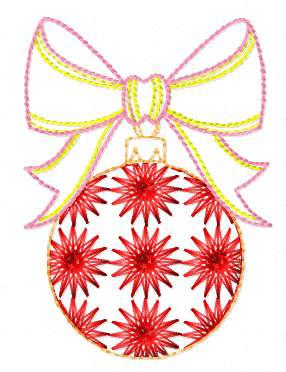 Christmas ball with bow free embroidery design
