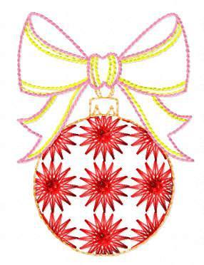 More information about "Christmas ball with bow free embroidery design"