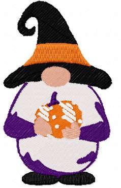 Halloween gnome with pumpkin free embroidery design