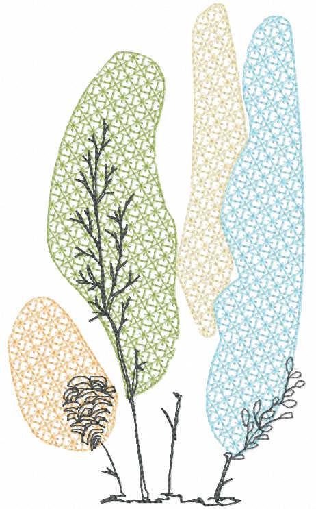 Autumn trees free embroidery design