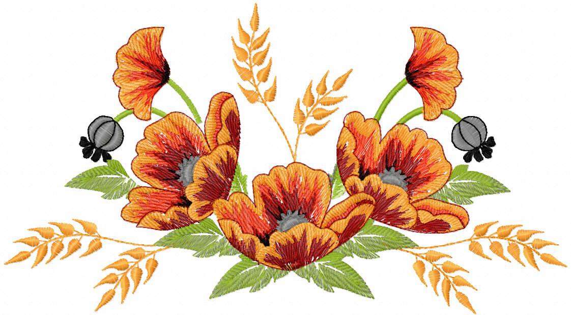 Poppies flowers free embroidery design