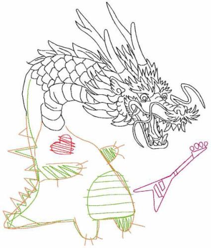 More information about "Childrens drawing dragon free embroidery design"