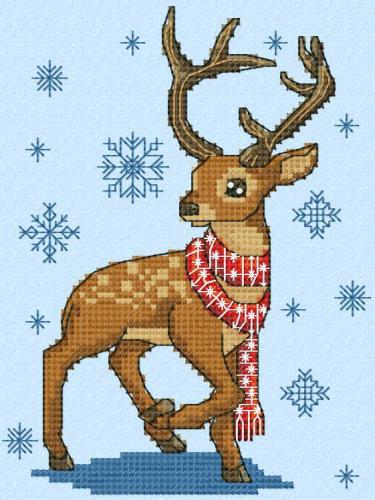 More information about "Christmas reindeer cross stitch free embroidery design"