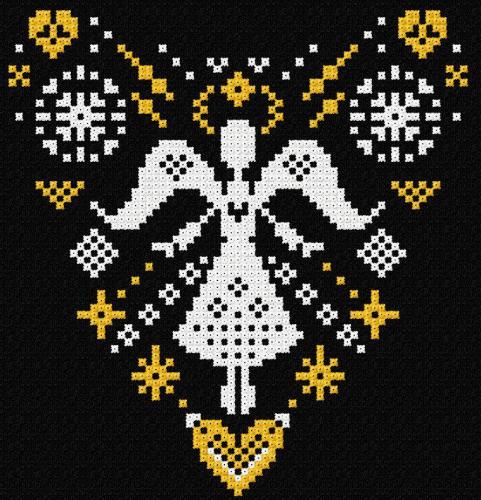 More information about "Heart Angel Scandinavian style cross stitch free embroidery design"