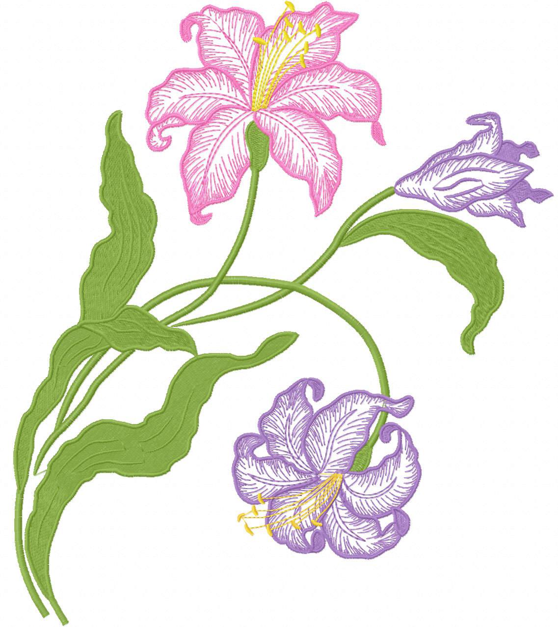 Two lilies free embroidery design