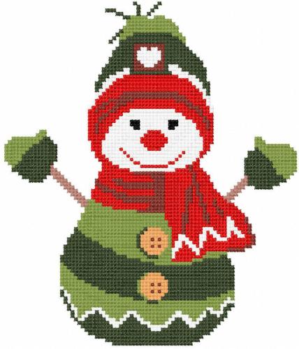More information about "Funny snowman cross stitch free embroidery design"