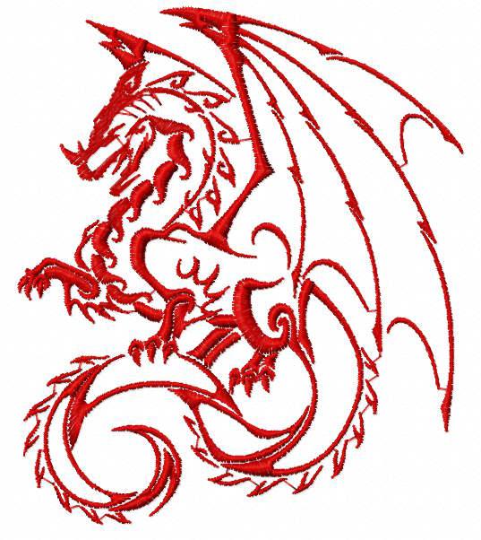 Red dragon free embroidery design