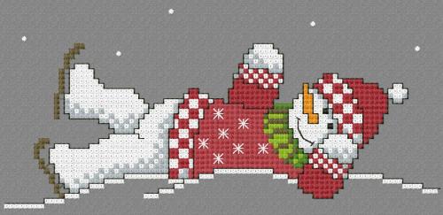 More information about "Resting skater snowman free cross stitch embroidery design"