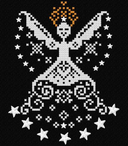 More information about "Scandinavian snow angel cross stitch free embroidery design"