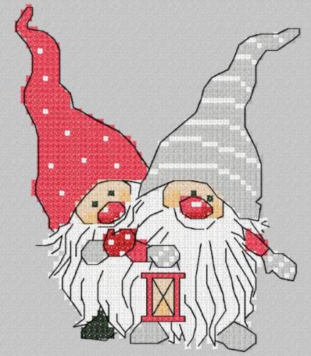 More information about "Two gnomes cross stitch free embroidery design"