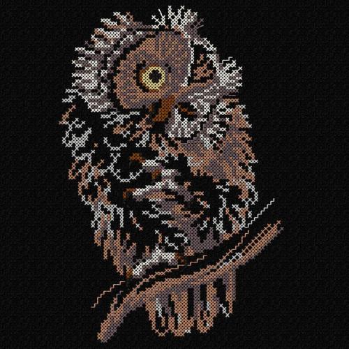 More information about "Eagle-owl cross stitch free embroidery design"