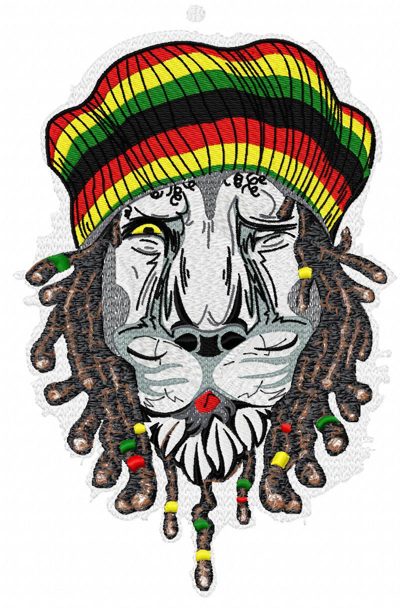 Reggae lion free embroidery design