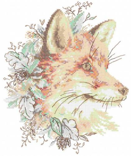 More information about "Autumn fox cross stitch free embroidery design"
