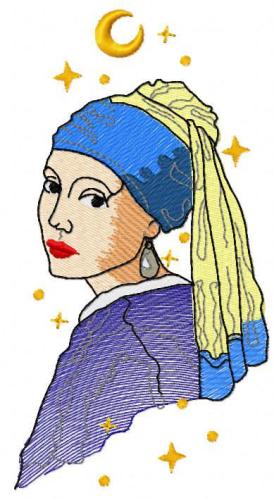 More information about "Girl with a Pearl Earring free embroidery design"
