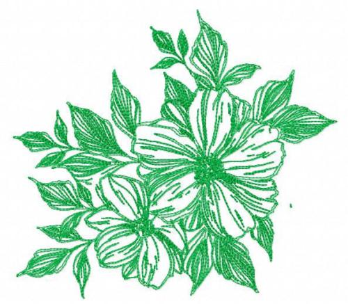 More information about "Green Flowers sketch free machine embroidery design"