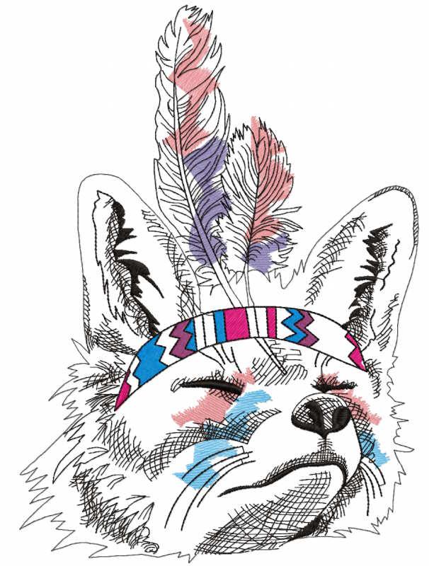 Native american raccoon free embroidery design