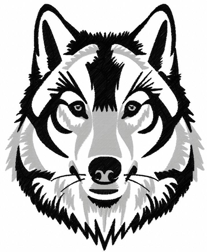 Black grey wolf free embroidery design