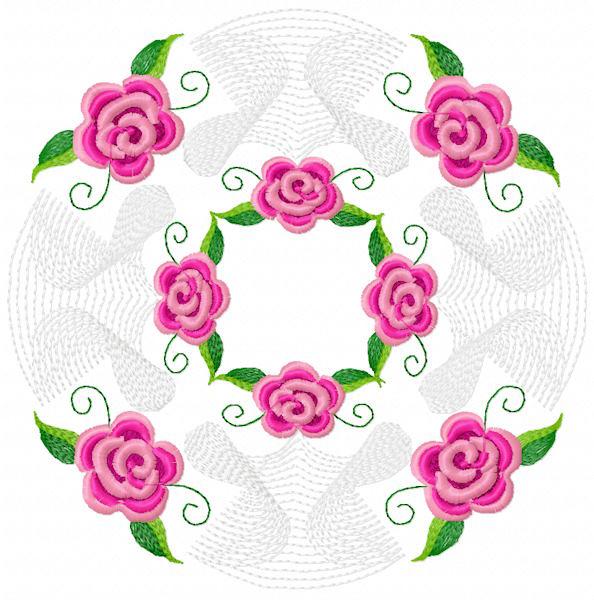 Rose napkin decor free embroidery design