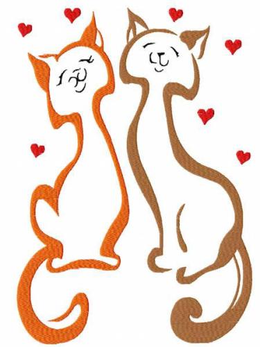 More information about "Two loving cats free embroidery design"