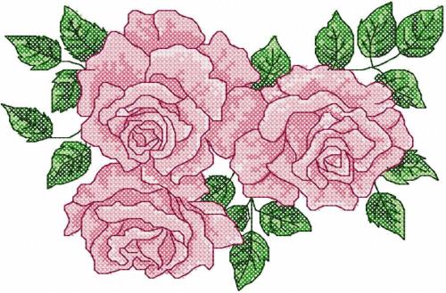 More information about "Three roses cross stitch free embroidery design"