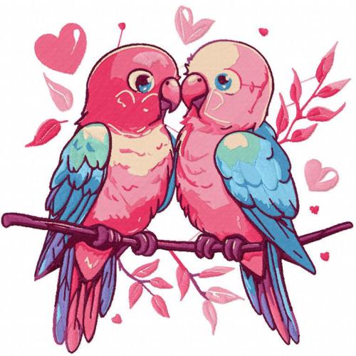 More information about "Two loving parrots free embroidery design"