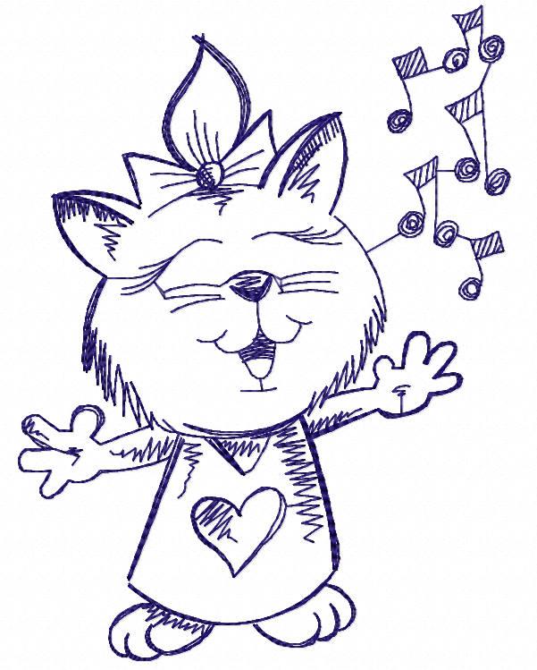 Singing cat free embroidery design