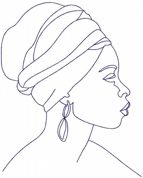 African woman outline free embroidery design