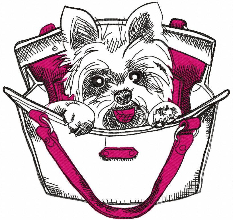 Dog in a bag free embroidery design