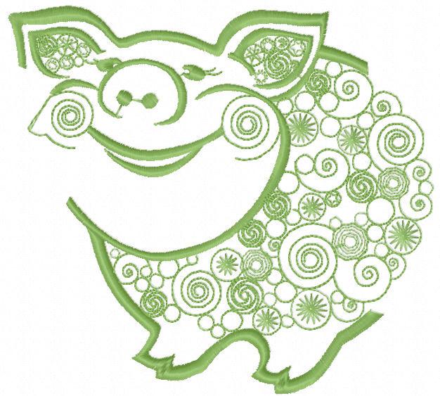 Green pig free embroidery design