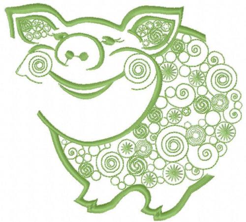 More information about "Green pig free embroidery design"
