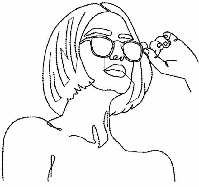 Woman in sunglasses free embroidery design