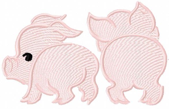 Two little pigs free embroidery design